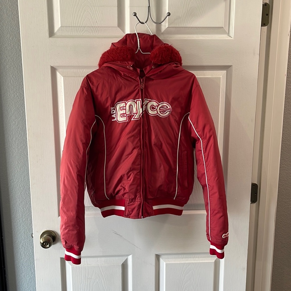 Lady Enyce puffy bomber jacket red